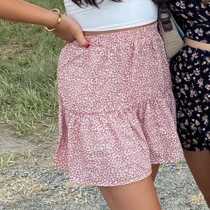 Red floral skirt